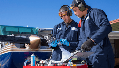 Aircraft Mechanics Inspecting